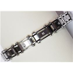 #21-STAINLESS STEEL 11 DIAMOND MEN'S BRACELET