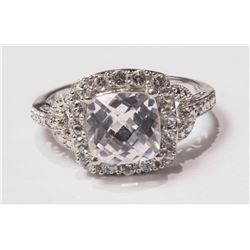 #31-STERLING SILVER WHITE TOPAZ RING (APP 3G)