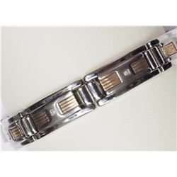 #38-STAINLESS STEEL 14 DIAMOND MEN'S BRACELET