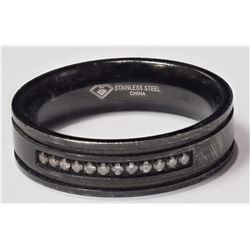 #40-STAINLESS STEEL 12 DIAMOND MEN'S RING