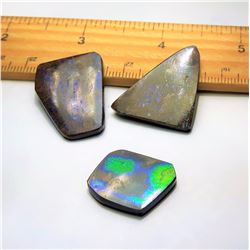 16 - LOT OF 3 NATURAL AMMOLITE GEMSTONES
