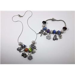 10 - PANDORA STYLE BRACELET & NECKLACE SET