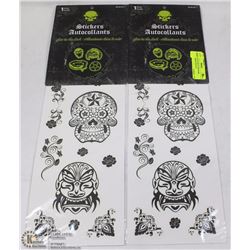 2 SETS OF GLOW IN THE DARK AUTOMOBILE DECALS