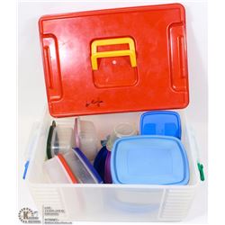 PICNIC BOX FILLED WITH STORAGE CONTAINERS
