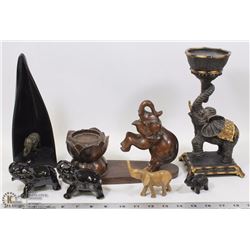 FLAT OF ELEPHANTS INCL. CANDLE HOLDERS