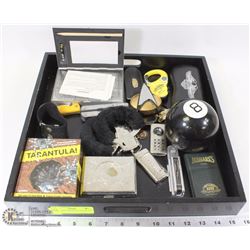 BLACK TRAY WITH COLLECTIBLES - MAGIC 8