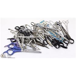 BOX OF HAIR AND SEWING SCISSORS