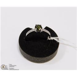 #6-GREEN PERIDOT & CZ RING