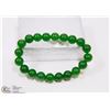 Image 1 : #9-NATURAL GREEN JADE BEAD BRACELET 8"