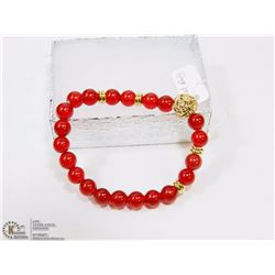 #11-RED RUBY BEAD BRACELET 7.5"