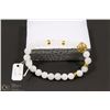 Image 1 : #10-NATURAL WHITE JADE BEAD BRACELET 7.5"