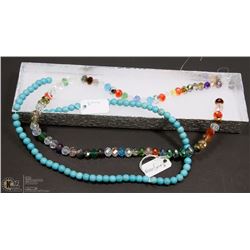 #4-BLUE TURQUOISE & SWAROVSKI LOOSE BEAD