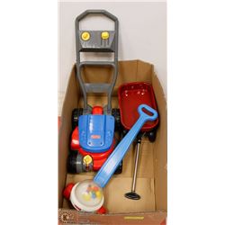 LARGE BOX W/FISHER PRICE MOWER, LITTLE