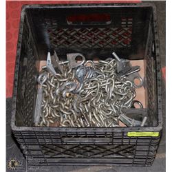 PAIR OF 10 FT CHAINS, CLEVISES, HOOKS, ANCHORS