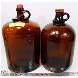 VINTAGE 2 BROWN MOONSHINE JUGS