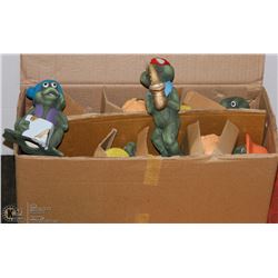 SET OF 10 NEW COLORFUL CERAMIC FROG ORNAMENTS-