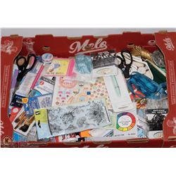 FLAT OF ARTS AND CRAFT SUPPLIES, INCLUDES BEADS,