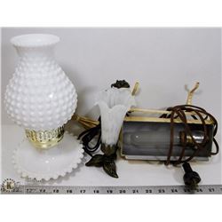 HEADBOARD LAMP & MILK GLASS & TULIP TABLE LAMPS