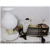 Image 1 : HEADBOARD LAMP & MILK GLASS & TULIP TABLE LAMPS