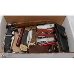 10 VINTAGE POCKET KNIVES AND 1 HUNTING KNIFE