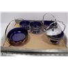 Image 1 : 5 COBALT BLUE DISHES & 2 LIMOGES VASES