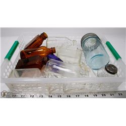 14 OLD MEDICINE BOTTLES INCL INKBOTTLE W/LID