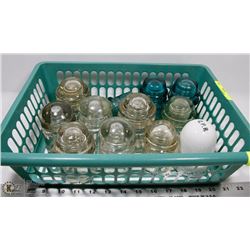 DOZEN GLASS INSULATORS