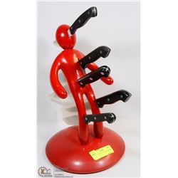 RED IMPALED BODY KNIFE HOLDER W/5