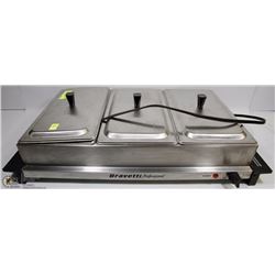 STAINLESS STEEL 3 SECTION BUFFET WARMING TRAY