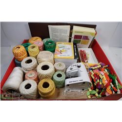 VINTAGE X-LARGE FLAT ITEMS THREADS/KNITTING/HOOKS