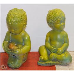 BOY & GIRL CEMENT CHERUB STATUES