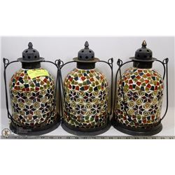 LOT OF 3 MEDITERRANEAN ORANGE/YELLOW WROUGHT IRON