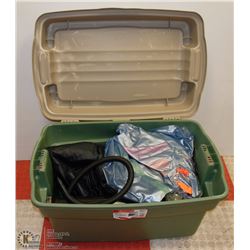 BIN W/ 2 WATER INFLATABLES, 1 INFLATABLE MATTRESS