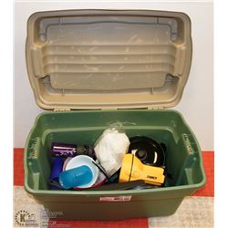 LARGE BIN WITH CAMPING STUFF