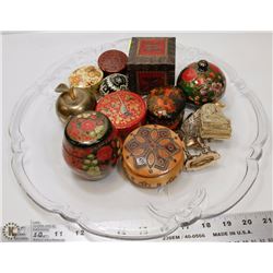 ESTATE COLLECTION OF TRINKET BOXES AND GLASS