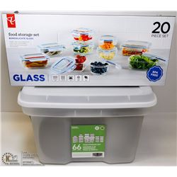 20PC GLASS FOOD STORAGE SET SOLD WITH 66PC PLASTIC