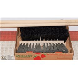 FLAT OF 3 LARGE BROOM HEADS & WOOD HANDLES