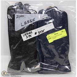 2 PACK OF LADIES LEATHER GLOVES LARGE