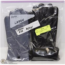 2 PACK OF LADIES LEATHER GLOVES LARGE