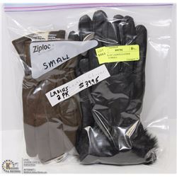 2 PACK OF LADIES LEATHER GLOVES SMALL