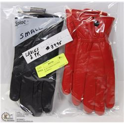 2 PACK OF LADIES LEATHER GLOVES SMALL
