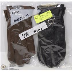 2 PACK OF LADIES LEATHER GLOVES MEDIUM