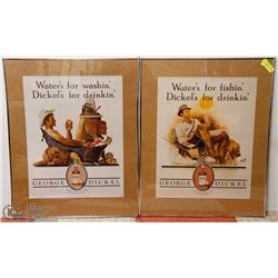 PAIR OF GEORGE DICKEL WHISKEY POSTERS FRAMED