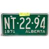Image 1 : 1971 ALBERTA LICENSE PLATE