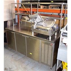 3 DOOR COOLER WITH DOUBLE OVERHEAD SHELF
