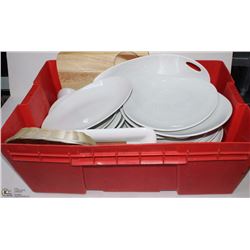 BIN OF ASSORTED PLATEWARE