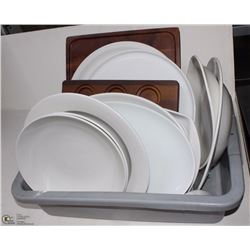 BIN OF ASSORTED PLATEWARE