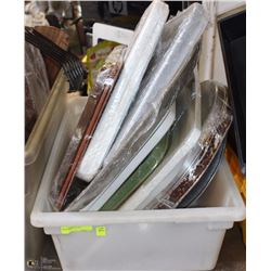 BIN OF ASSORTED LIDS & PANS