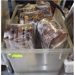 BIN WITH 32 WOOD SERVING BOARDS