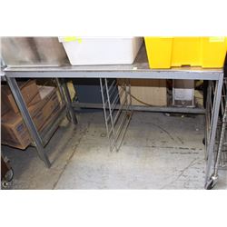 METAL  PREP TABLE WITH STAINLESS STEEL TOP